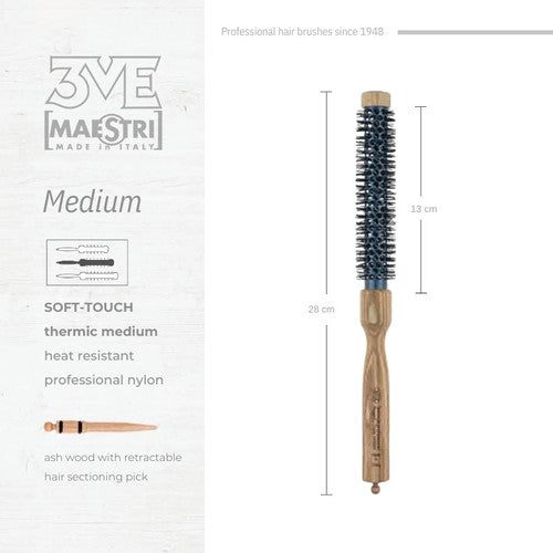 3ME Spazzola Professionele Medium Nylon Haarborstel 14452M