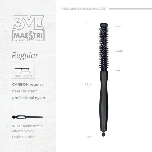 3ME Carbon Spazzola Professionele Regular Nylon Haarborstel 44442