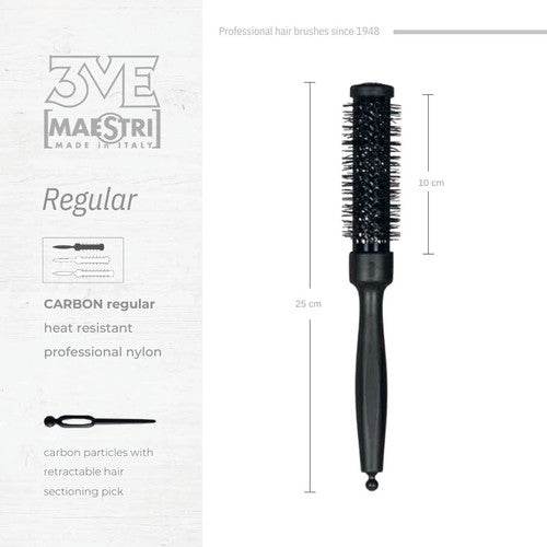 3ME Carbon Spazzola Professionele Regular Nylon Haarborstel 44462