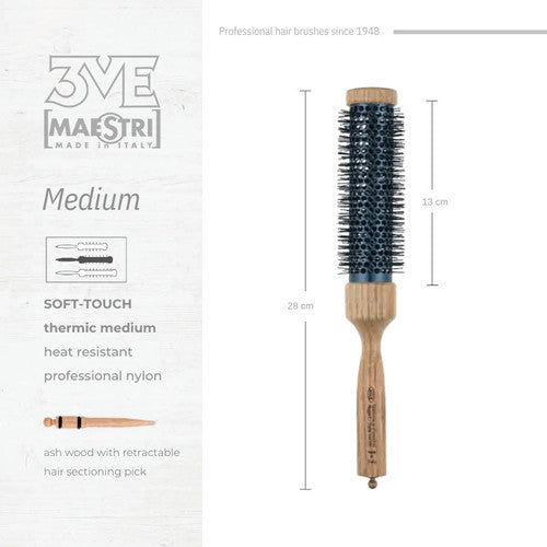 3ME Spazzola Professionele Medium Nylon Haarborstel 14472M