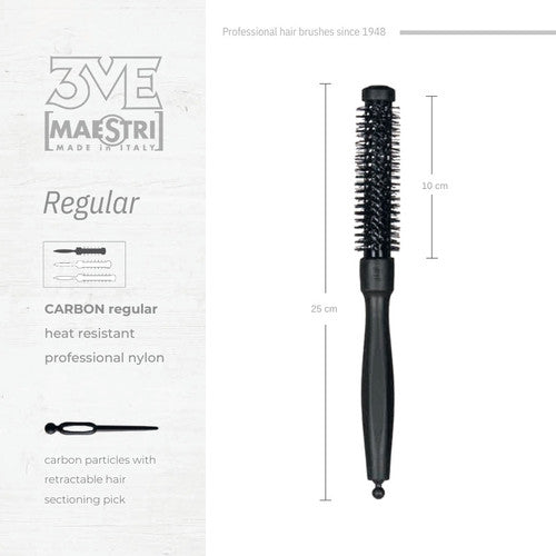 3ME Carbon Spazzola Professionele Regular Nylon Haarborstel 44452