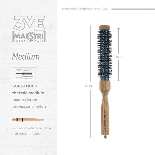 3ME Spazzola Professionele Medium Nylon Haarborstel 14462M