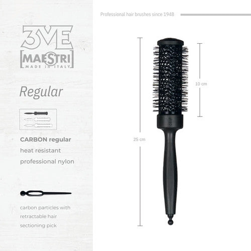 3ME Carbon Spazzola Professionele Regular Nylon Haarborstel 44472