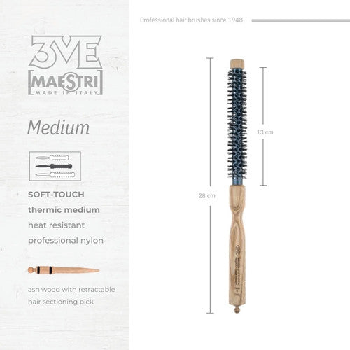 3ME Spazzola Professionele Medium Nylon Haarborstel 14442M